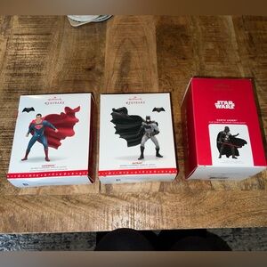 Batman, Superman, and Darth Vader Hallmark Ornaments